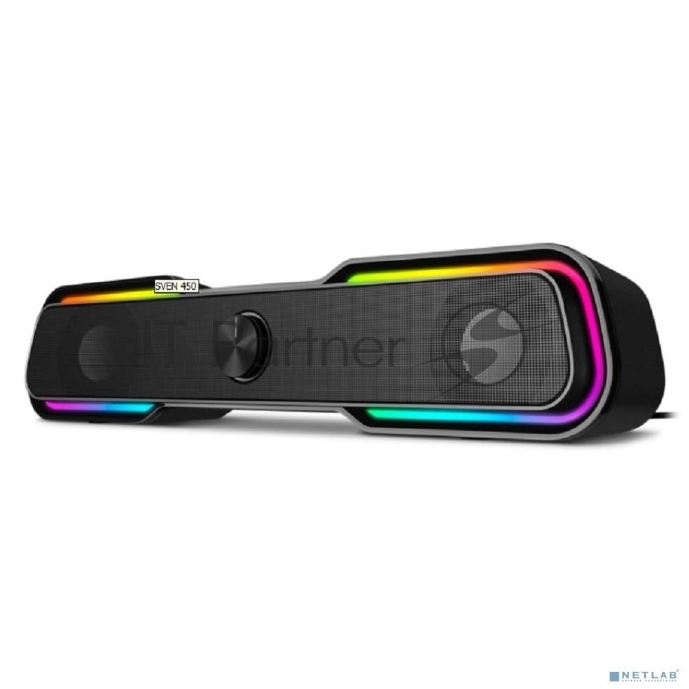 Акустическая система SVEN 450 2.0 (2x5W, Bluetooth, RGb-подсветка) черная