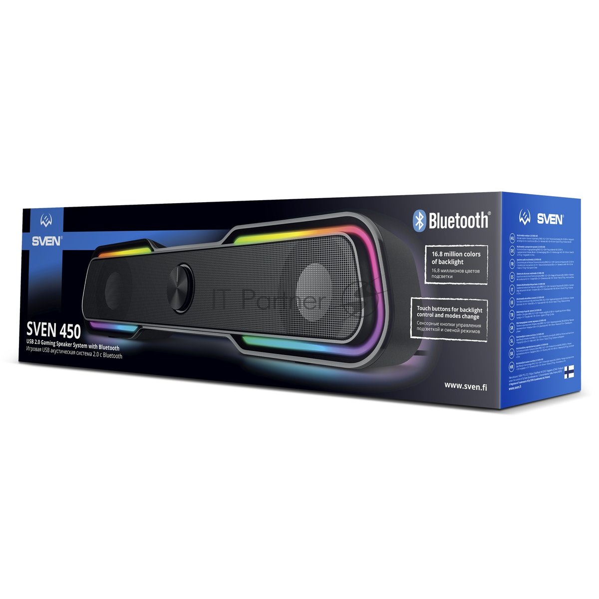 Акустическая система SVEN 450 2.0 (2x5W, Bluetooth, RGb-подсветка) черная