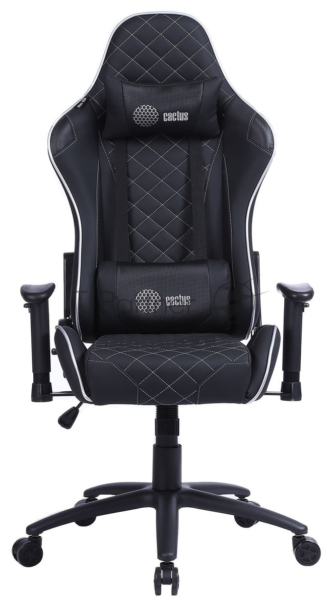 Кресло Cactus CS-CHR-030BLS черный, экокожа, подголовник