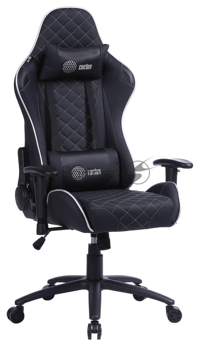 Кресло Cactus CS-CHR-030BLS черный, экокожа, подголовник