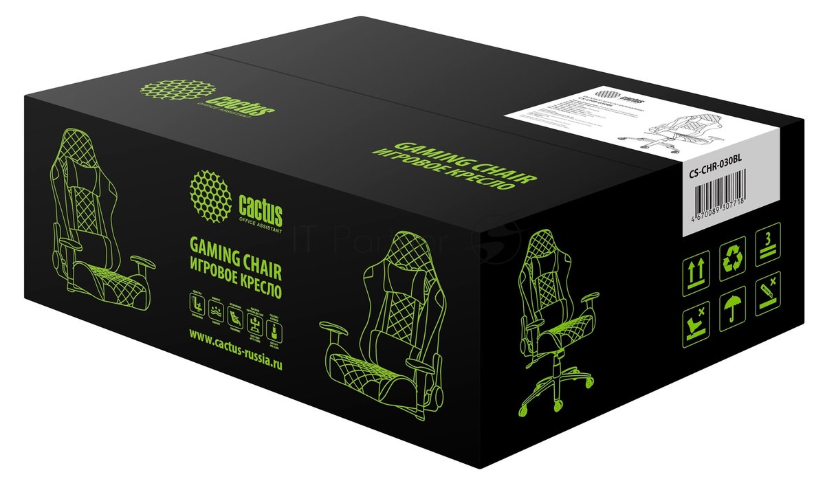 Кресло Cactus CS-CHR-030BL черный, экокожа, подголовник