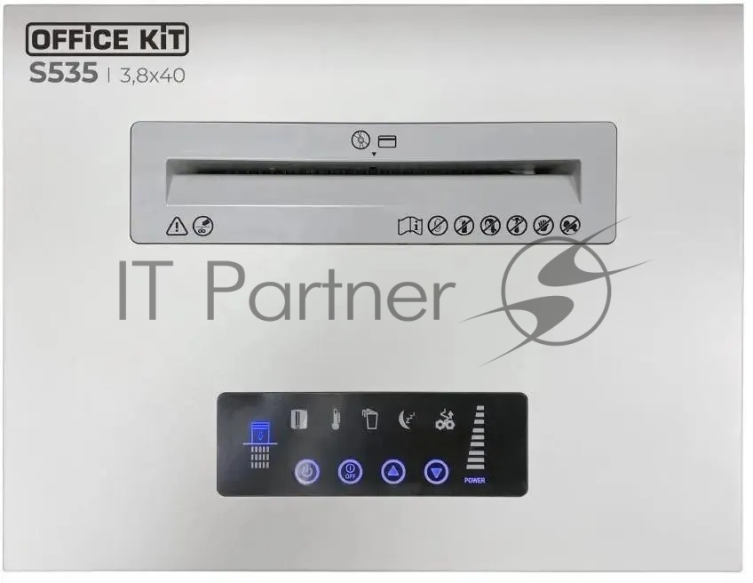 Шредер Office Kit S535 3,8x40 белый (секр.P-4) фрагменты 35лист. 50лтр. скобы пл.карты CD