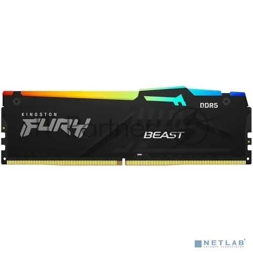 Оперативная память Kingston Fury Beast, DDR5, 32GB (1x32GB), 5600MHz, CL40, DIMM, с радиатором, RGB, черный