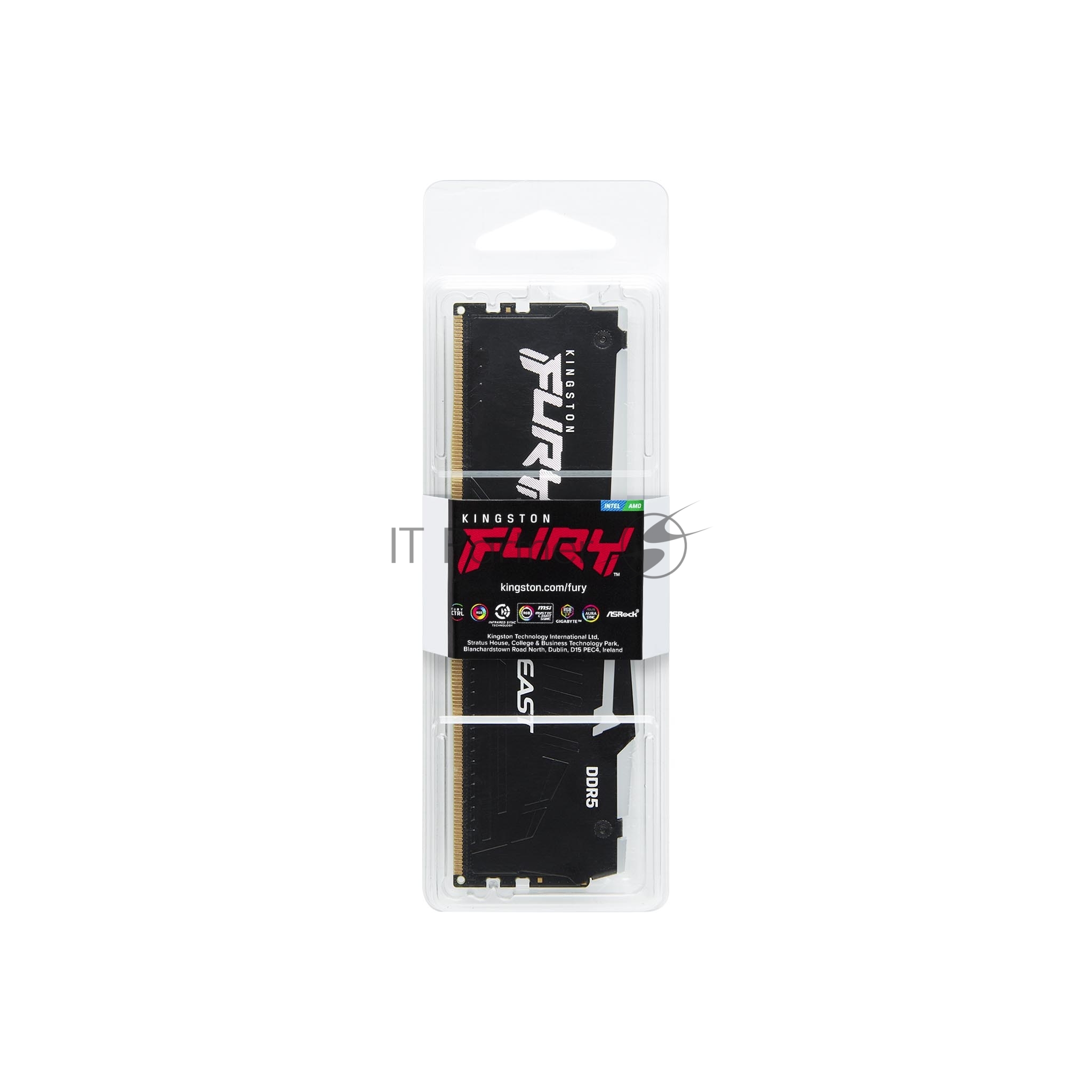 Оперативная память Kingston Fury Beast, DDR5, 32GB (1x32GB), 5600MHz, CL40, DIMM, с радиатором, RGB, черный