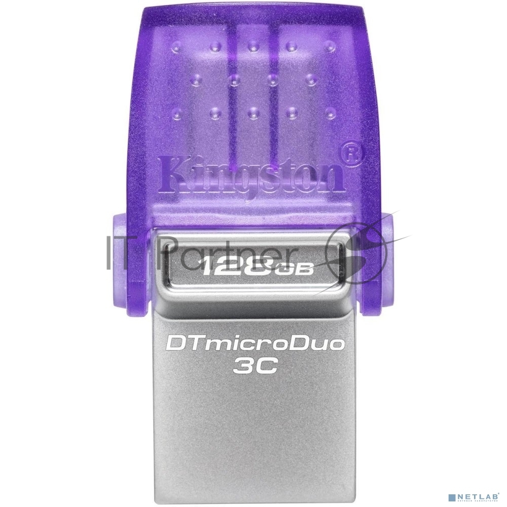 Флешка USB Kingston DataTraveler microDuo 3C (DTDUO3CG3/128Gb), 128Gb, USB 3.2 Gen 1/Type-C, R/W 200/15, фиолетовый