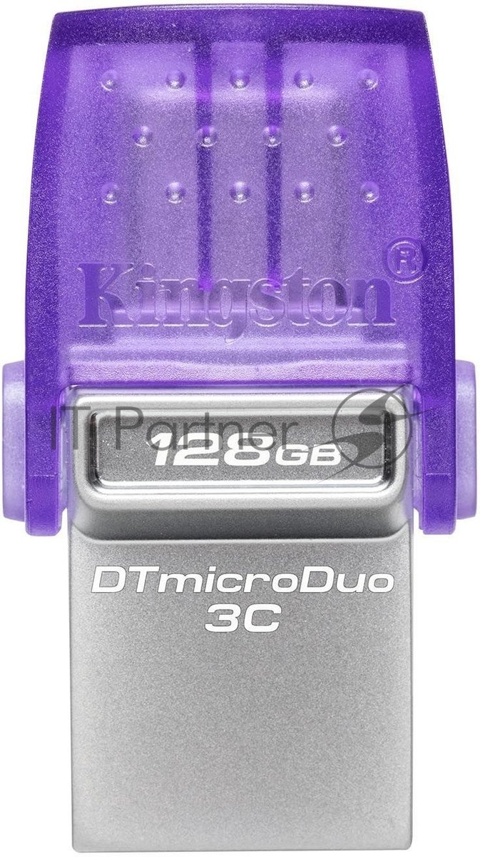 Флешка USB Kingston DataTraveler microDuo 3C (DTDUO3CG3/128Gb), 128Gb, USB 3.2 Gen 1/Type-C, R/W 200/15, фиолетовый