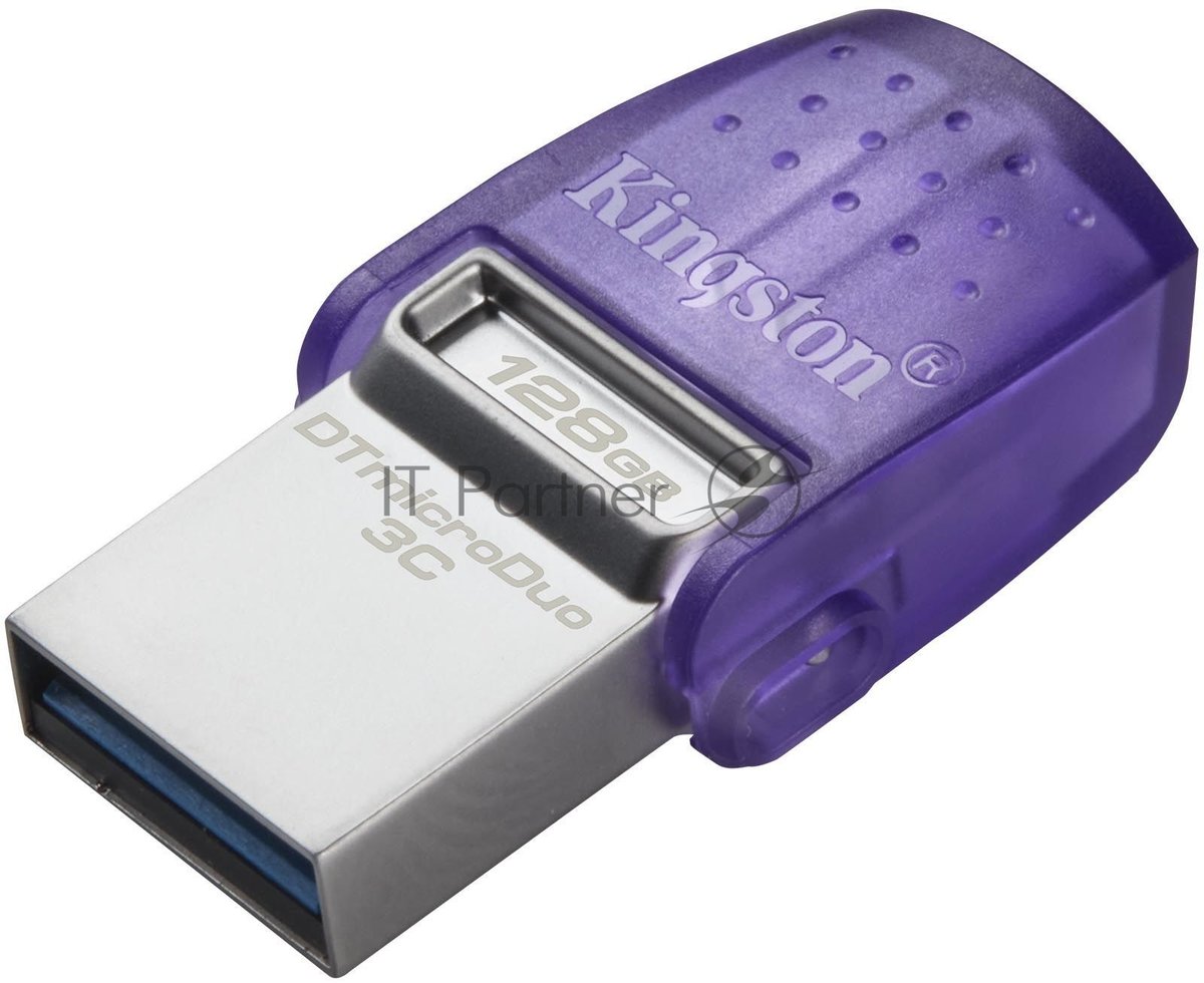 Флешка USB Kingston DataTraveler microDuo 3C (DTDUO3CG3/128Gb), 128Gb, USB 3.2 Gen 1/Type-C, R/W 200/15, фиолетовый