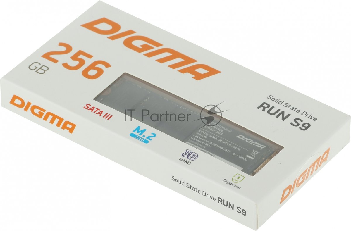 Накопитель SSD Digma Run S9, 256ГБ, SATA III, M.2 2280, R/W 510/450