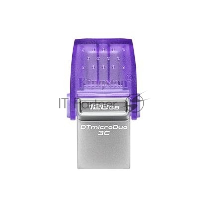 Флешка USB Kingston DataTraveler microDuo 3C (DTDUO3CG3/128Gb), 128Gb, USB 3.2 Gen 1/Type-C, R/W 200/15, фиолетовый