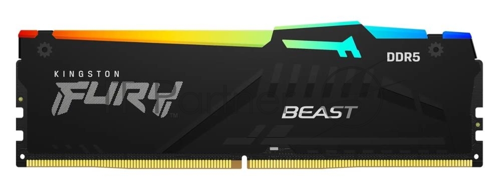 Оперативная память Kingston Fury Beast, DDR5, 32GB (1x32GB), 5600MHz, CL40, DIMM, с радиатором, RGB, черный