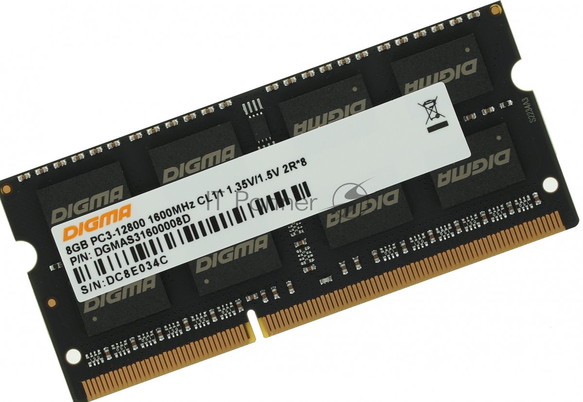 Оперативная память Digma, DDR3, 8GB (1x8 GB), 1600 MHz, CL11, SO-DIMM