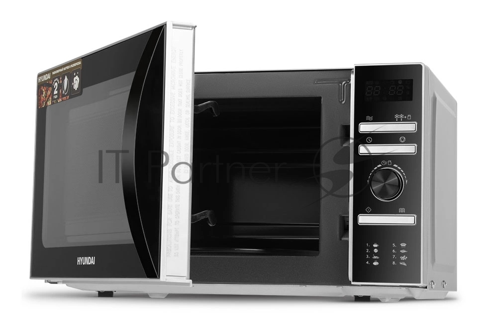 Микроволновая печь Hyundai HYM-D3026 серебристый, 20 л, 700 Вт, переключатели - кнопки, поворотный механизм