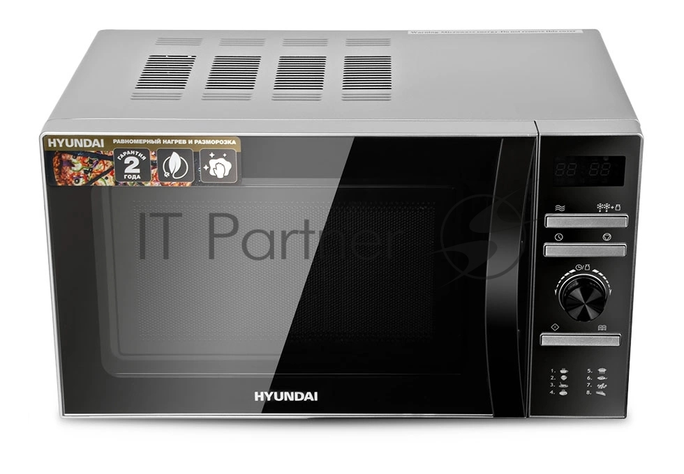 Микроволновая печь Hyundai HYM-D3026 серебристый, 20 л, 700 Вт, переключатели - кнопки, поворотный механизм