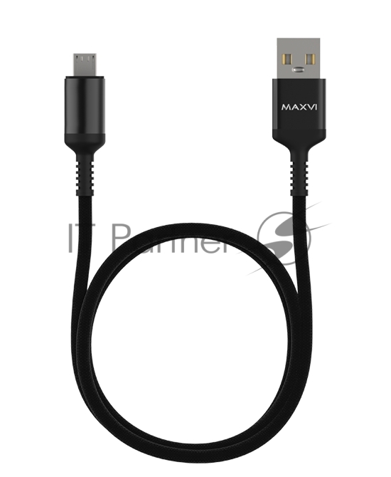 Кабель Maxvi MC-10M black, USB-A - microUSB, 2A ток макс. нагрузки 2А, макс. напряжение 5V; стандарт USB 2.0; длина 1м, нейлоновая оплетка, металлические корпуса разъемов, цвет черный