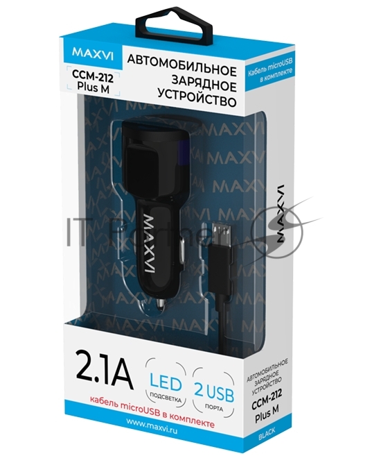 Автомобильное зарядное устройство Maxvi CCM-212 Plus M черный 2.1A