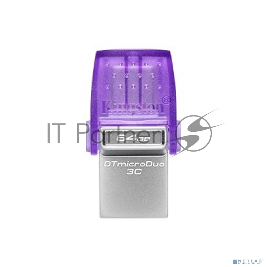 Флешка USB Kingston DataTraveler microDuo 3C (DTDUO3CG3/256GB), 256Gb, USB 3.2 Gen 1/Type-C, R/W 200/15, фиолетовый
