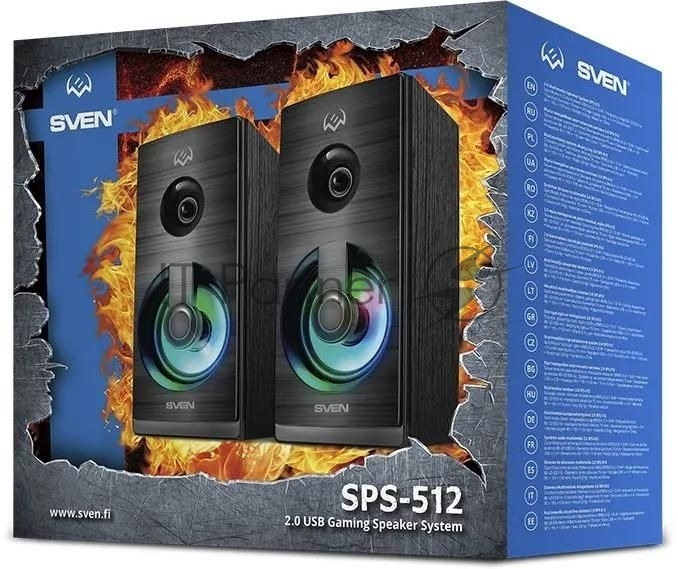 Акустическая система SVEN SV-020156, 2.0, 6W, USB, RGB, чёрная