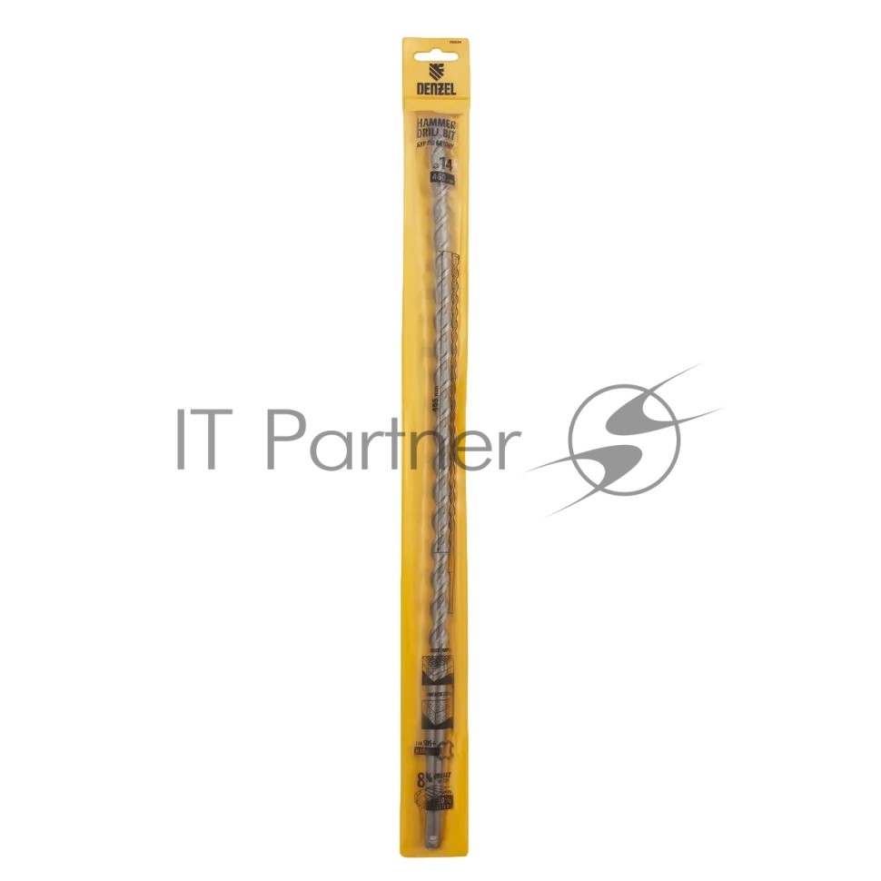 Бур по бетону Denzel двойная спираль, Cobalt W-tip, 14x460 мм, SDS PLUS