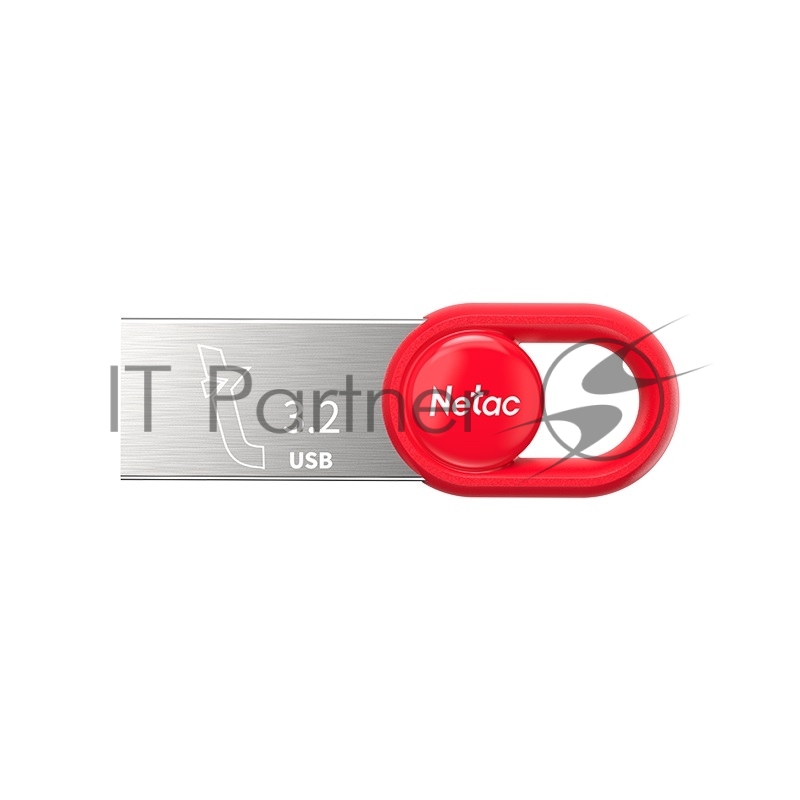 Флешка USB Netac UM2 (NT03UM2N-128G-32RE), 128Gb, USB 3.0, R/W 130/50, серебристый/красный