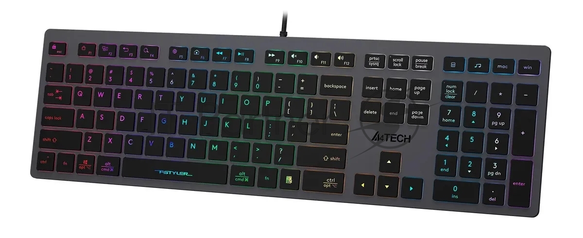 Клавиатура проводная A4Tech Fstyler FX60, USB, серый
