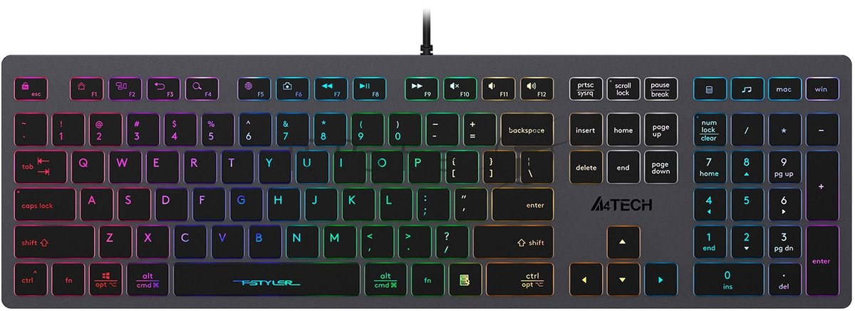 Клавиатура A4Tech Fstyler FX60H проводная, USB Type-A, серый
