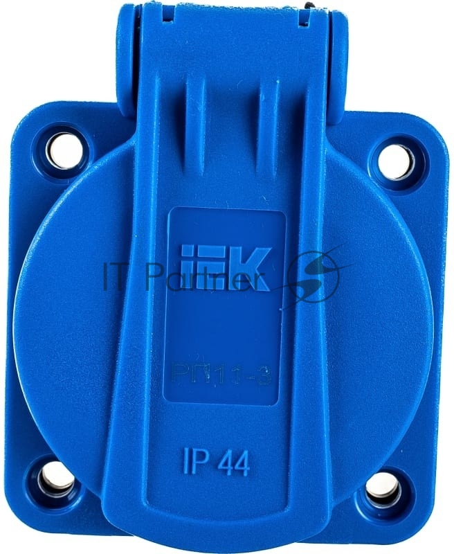 Розетка панельная IEK MAGNUM PSN71-016-3-2-44-K07 2P+PE 16А IP44 РП11-3 с защ. крышкой с заземл. син.