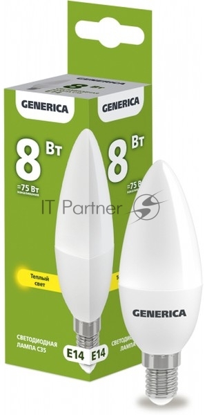 Лампа cветодиодная LED IEK LL-C35-08-230-30-E14-G C35 свеча 8Вт 230В 3000К E14 GENERICA