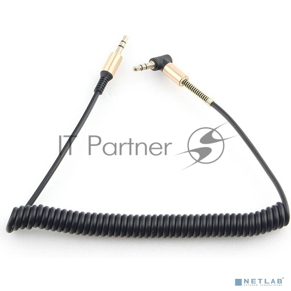 <086282> Кабель аудио-видео 3.5Jack (m) < - > 3.5Jack (m) 1.8м, Cablexpert, спиральный, блистер, черный [CCAB-02-35MMLC-1.8MB]