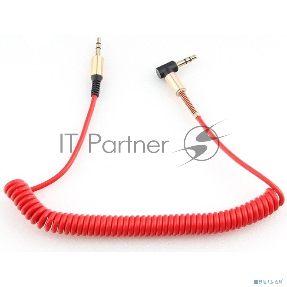 Кабель Cablexpert аудио 90˚ спиральный CCAB-02-35MMLC-1.8MR. 3.5 Jack (M)/3.5 Jack (M), красный, 1.8м, блистер
