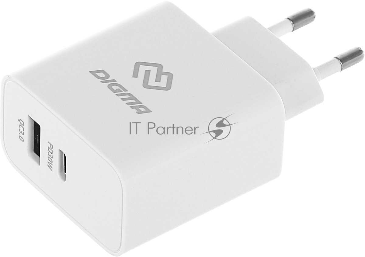 Сетевое зарядное устройство Digma DGW3D 3A PD+QC белый