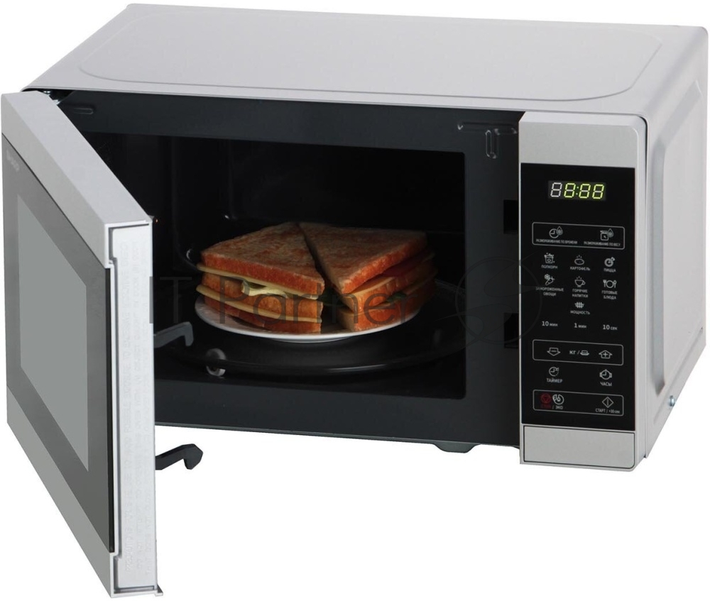 Микроволновая печь Sharp R-2800RSL серебристый, 20 л, 800 Вт, переключатели - сенсор