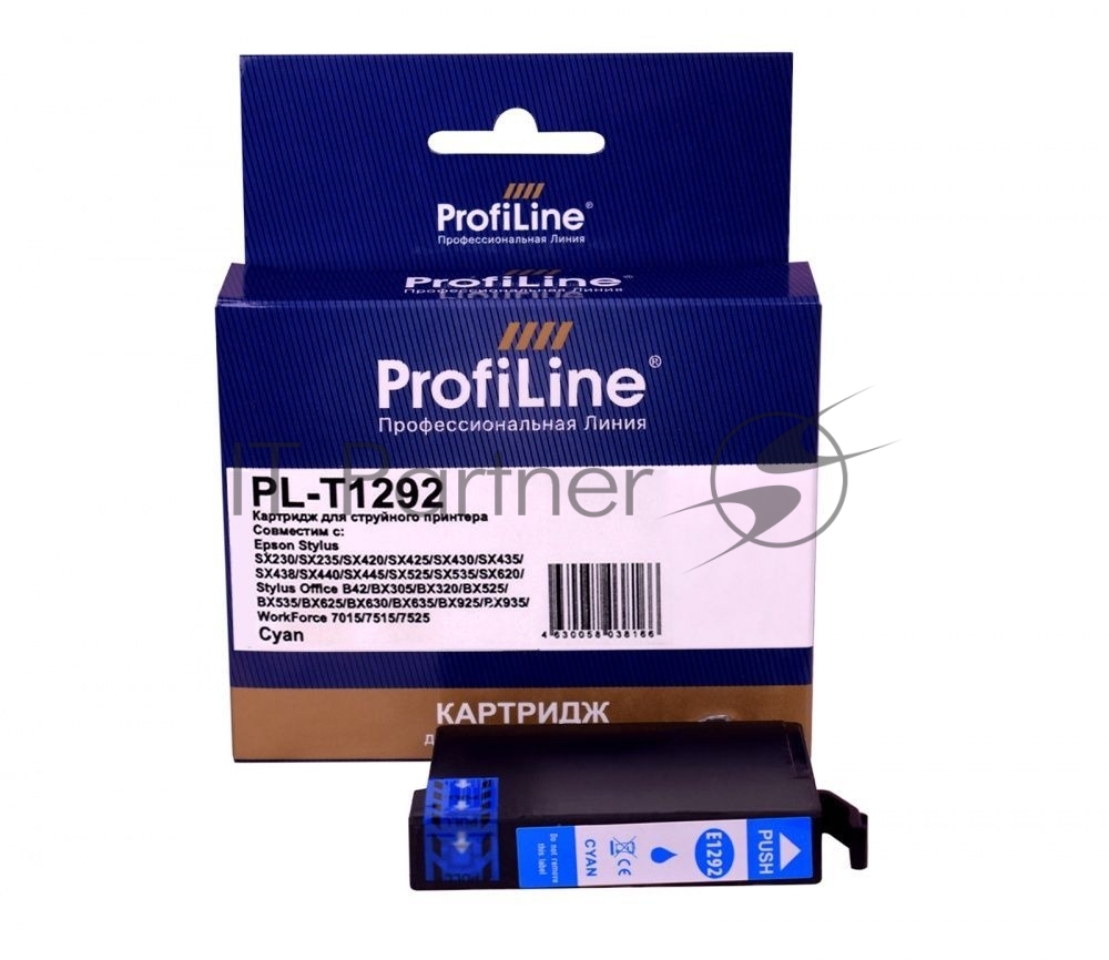Картридж струйный ProfiLine PL-T1292 для принтеров Epson Stylus SX230/SX235/SX420/SX425/SX430/SX435/SX438/SX440/SX445/SX525/SX535/SX620/Stylus Office B42/BX305/BX320/BX525/BX535/BX625/BX630/BX635/BX925/BX935/WorkForce 7015/7515/7525 с чернилами Cyan