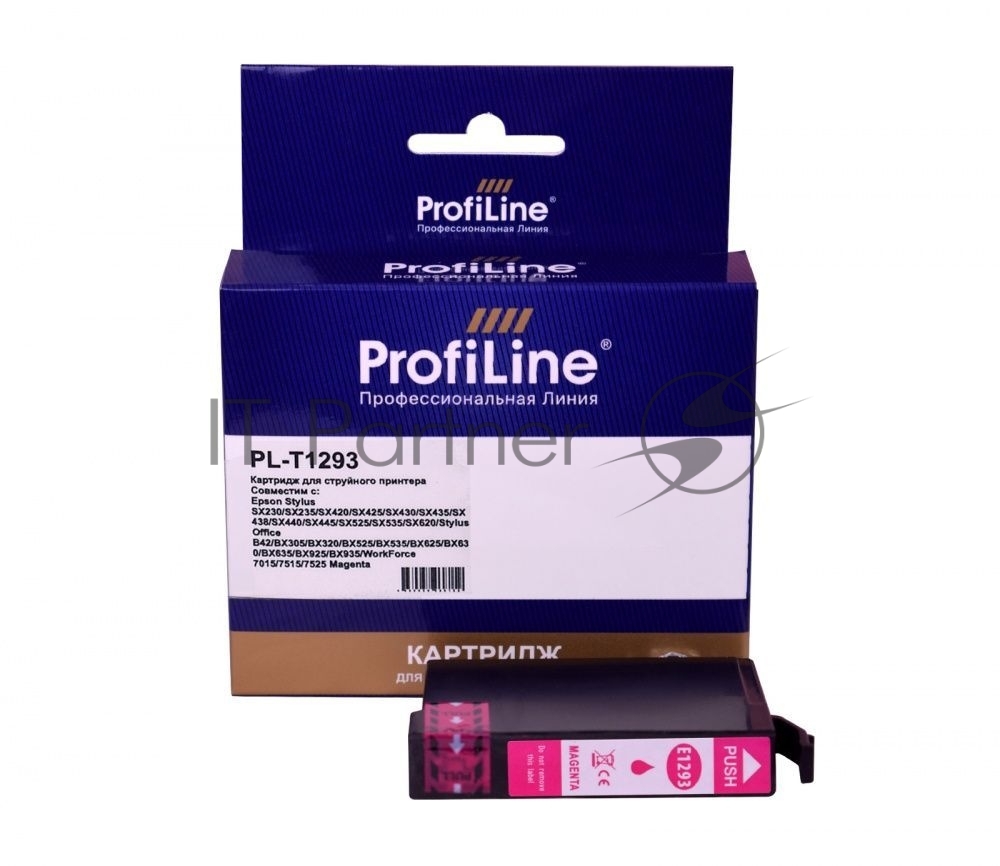 Картридж струйный ProfiLine PL-T1293 для принтеров Epson Stylus SX230/SX235/SX420/SX425/SX430/SX435/SX438/SX440/SX445/SX525/SX535/SX620/Stylus Office B42/BX305/BX320/BX525/BX535/BX625/BX630/BX635/BX925/BX935/WorkForce 7015/7515/7525 с чернилами Magenta
