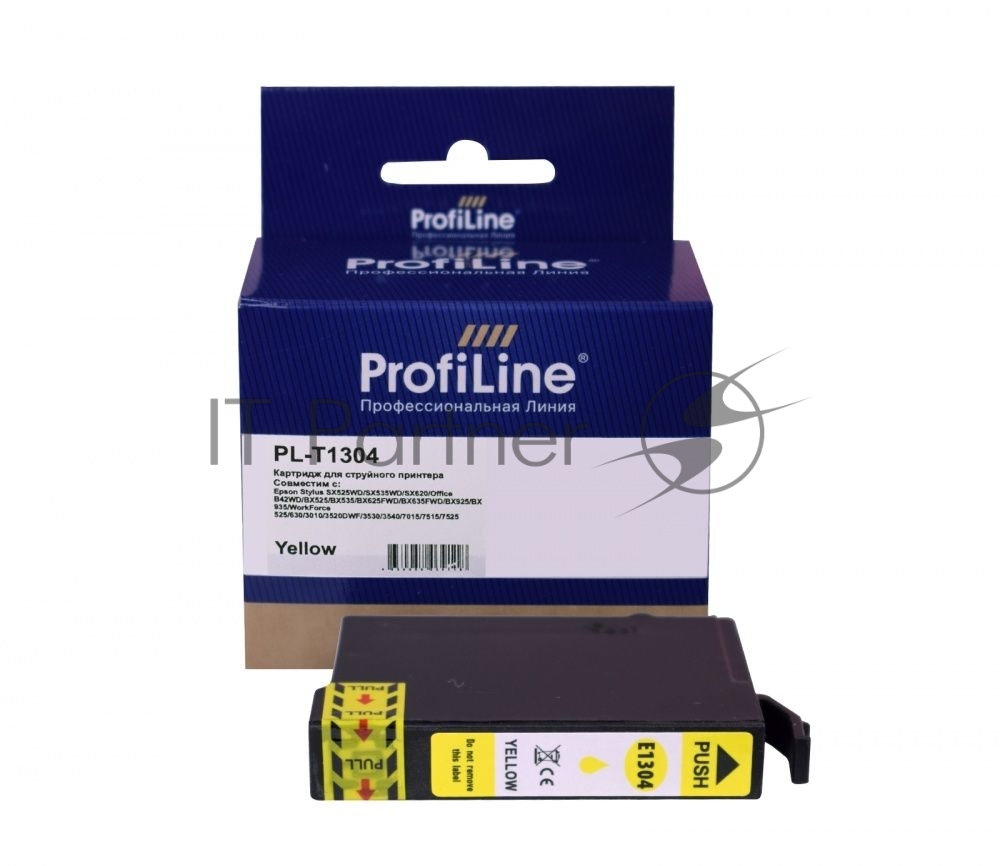Картридж струйный ProfiLine PL-T1304 для принтеров Epson Stylus SX525WD/SX535WD/SX620/Office B42WD/BX525/BX535/BX625FWD/BX635FWD/BX925/BX935/WorkForce 525/630/3010/3520DWF/3530/3540/7015/7515/7525 с чернилами Yellow 10,1 мл