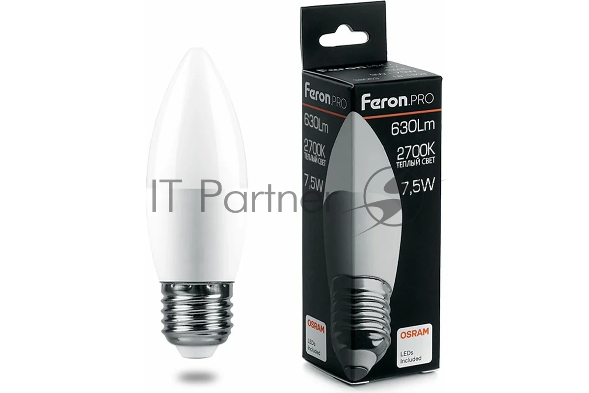 Лампа светодиодная Feron PRO LB-1307 свеча E27 7.5W 2700K