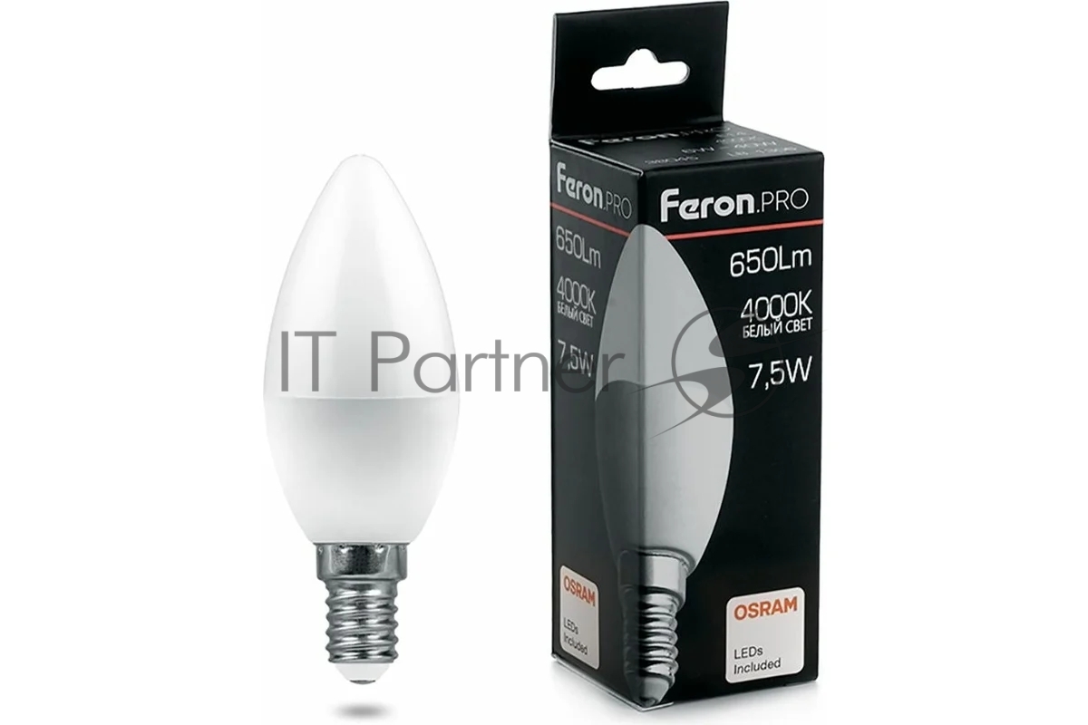 Лампа светодиодная Feron PRO LB-1307 свеча E14 7.5W 4000K