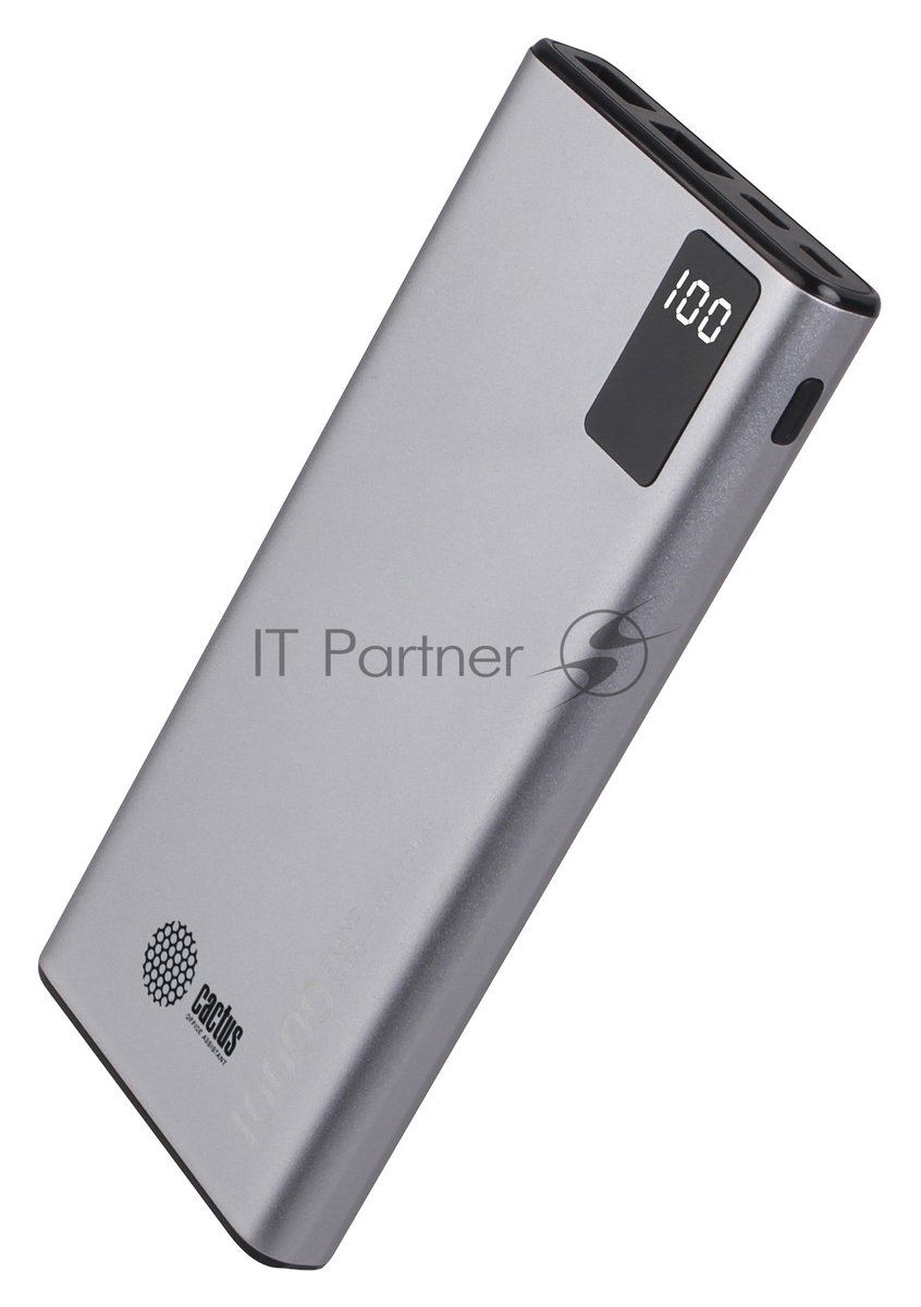 Портативный аккумулятор Cactus CS-PBFSLT-10000 10000mAh 3A 2xUSB серый