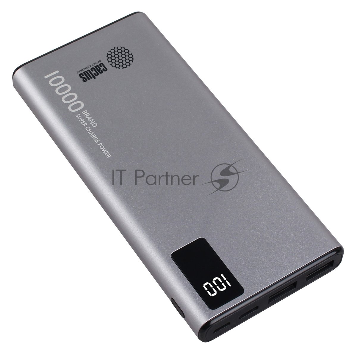 Портативный аккумулятор Cactus CS-PBFSLT-10000 10000mAh 3A 2xUSB серый