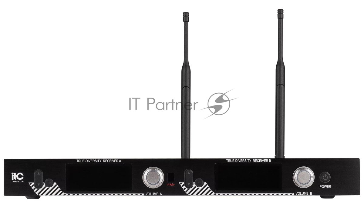 Радиосистема [T-521UT] ITC, UHF двухканальная радиосистема с петличным и ручным микрофонами. LCD дисплей. True Diversity. Одновременная работа до 6 каналов