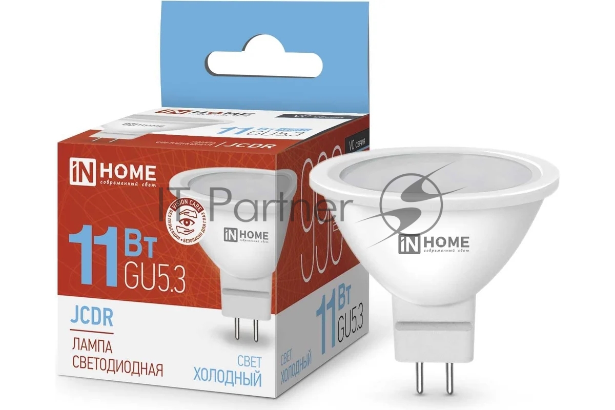 Лампа светодиодная IN HOME LED-JCDR-VC (4690612024745) 11 Вт 230В GU5.3 6500К 990лм