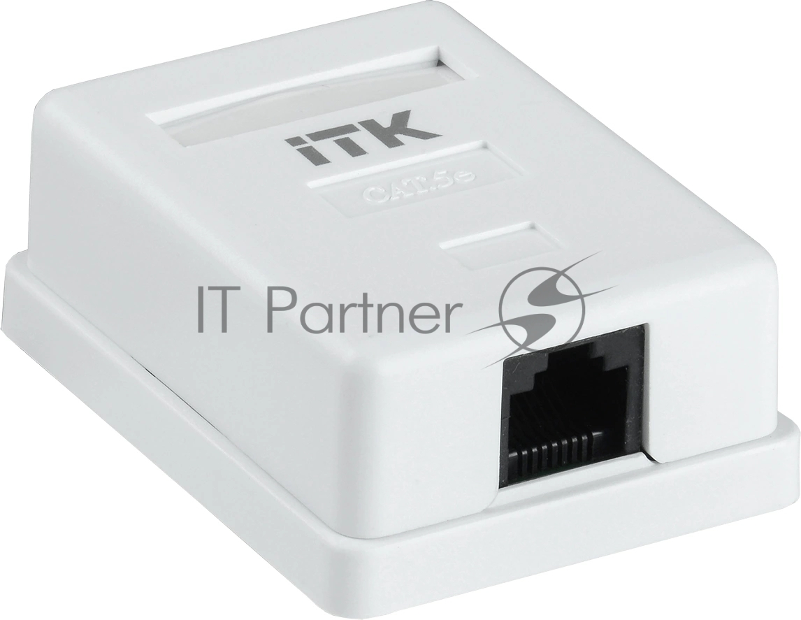 Розетка компьютерная ITK (CS2-1C5EF-12-G) настенная 49.2x62.5x25.2мм крышка RJ45 пластик белый
