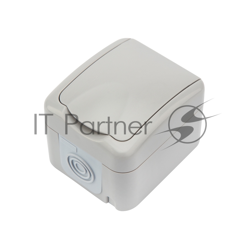 Розетка одноместная Kranz Mini OG IP54, с заземлением, о/у, серая