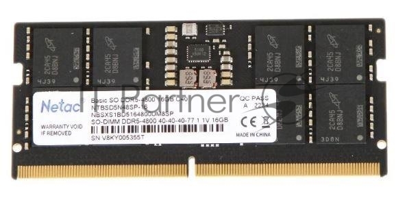 Оперативная память NETAC Basic, DDR5, 16GB (1x16GB), 4800MHz, CL40, SO-DIMM