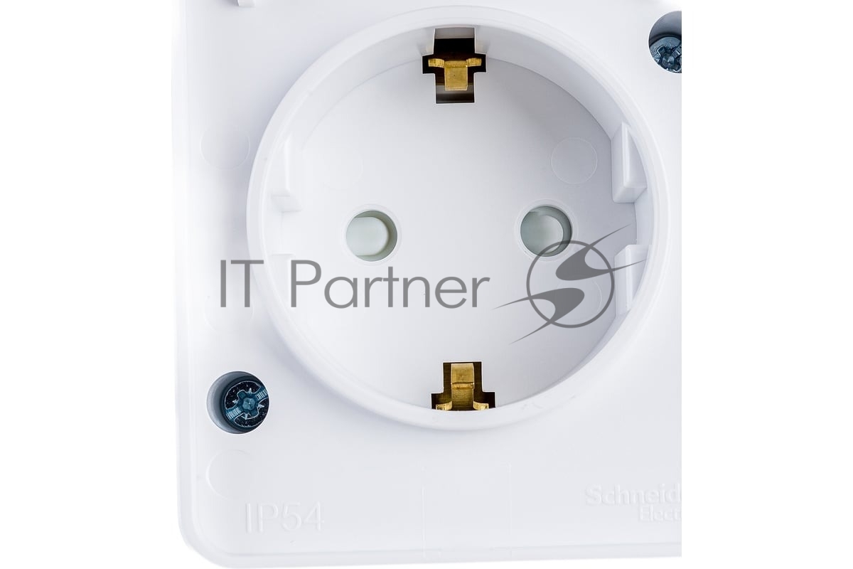 Розетка 1-м ОП AtlasDesign Profi54 16А IP54 250В с заземл. защ. шторки белый SchE ATN540145