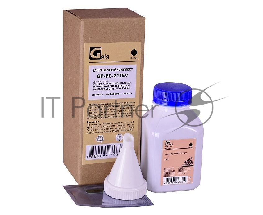 Тонер GP-PC-211EV/PC-212EV для принтеров P2200/P2207/P2500W/P2507/M6500/M6600/P2000/2050/M5000/5005/6000/6005, 65гр (T203) PET Фас РФ GalaPrint