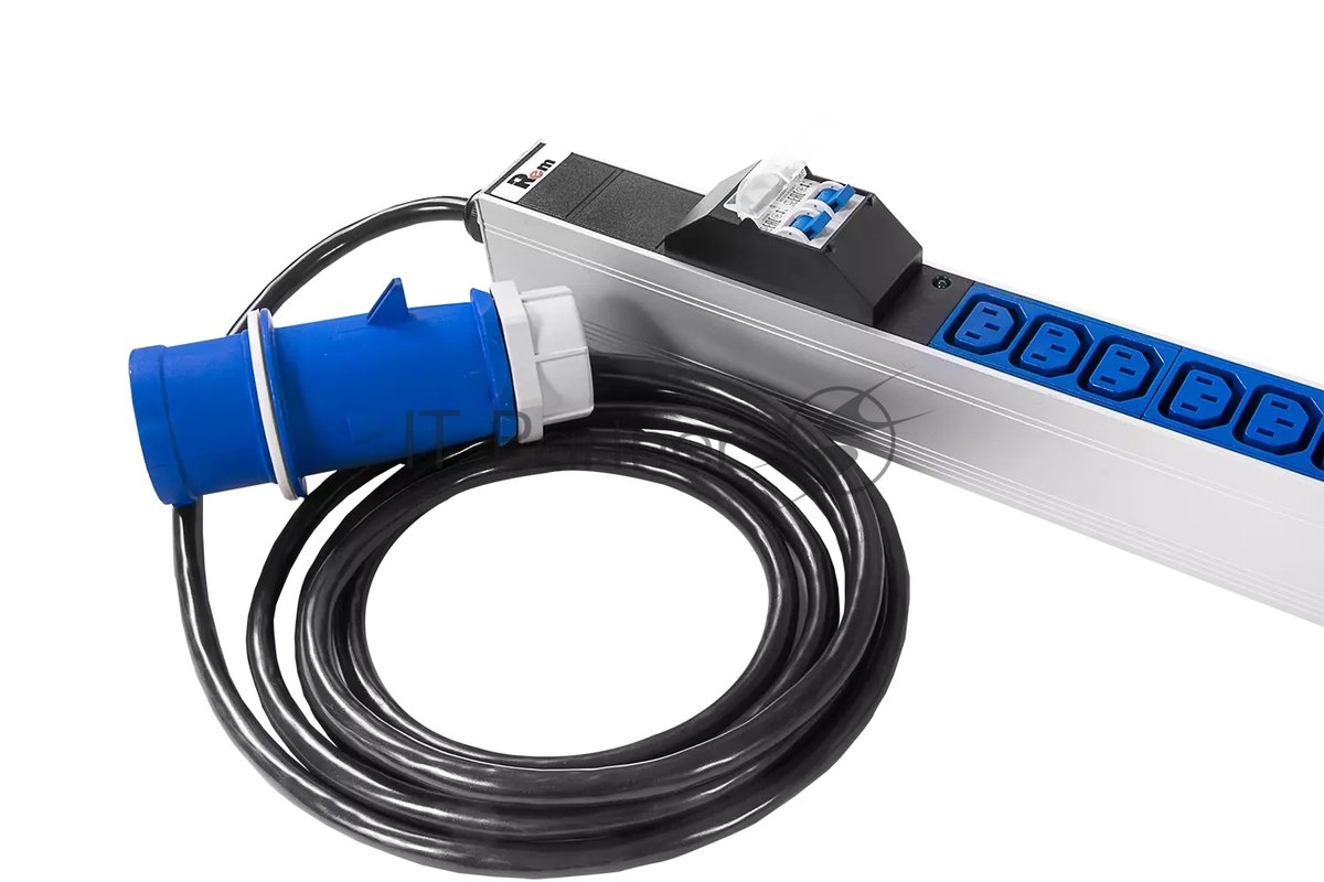 Блок силовых розеток Rem Rem-32, IEC 60320 С13 х 36, IEC 60320 С19 х 6, вход IEC 309, шнур 3 м, 1 863мм, однофазный 32А, автомат + индикатор, серый, 2
