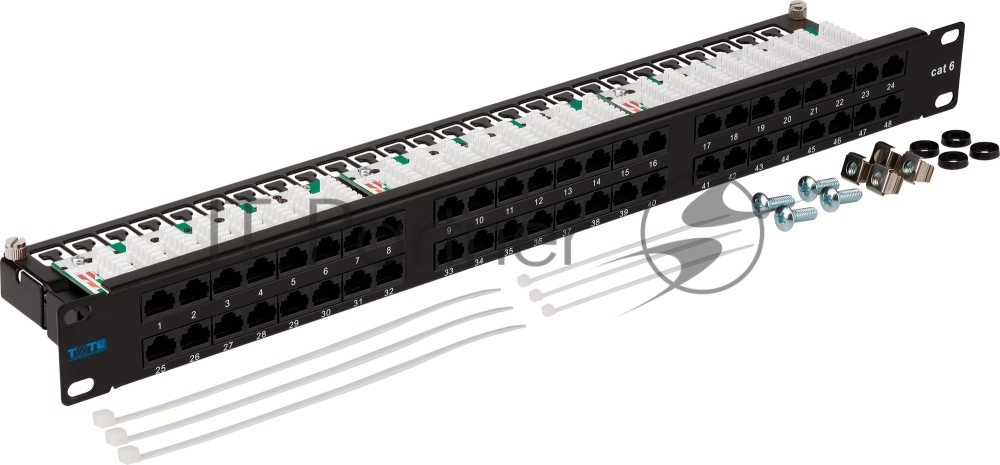 Патч-панель Lanmaster TWT-PP48/1U-U6 19" 1U 48xRJ45 кат.6 UTP