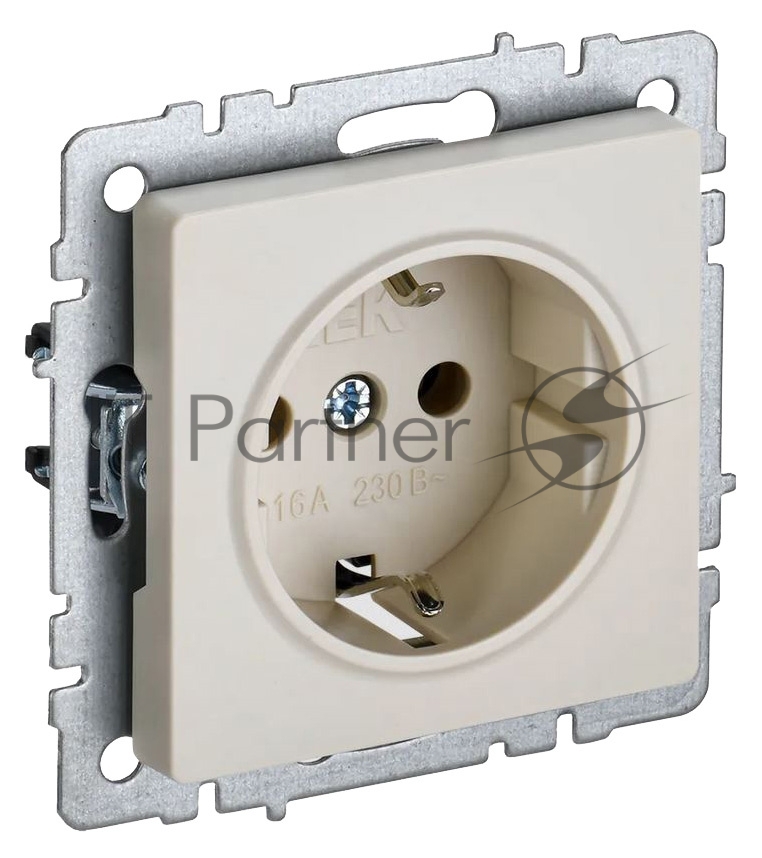 Розетка BRITE РС11-1-0-БрКр 16А с заземл. без защ. шторки беж. IEK BR-R11-16-K10