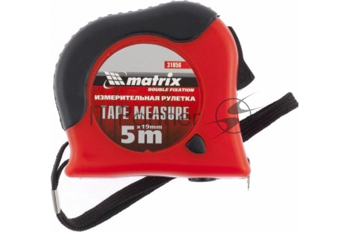 Рулетка Matrix Double fixation, 5 м х 19 мм, обрезиненный корпус, двойная плавная фиксация