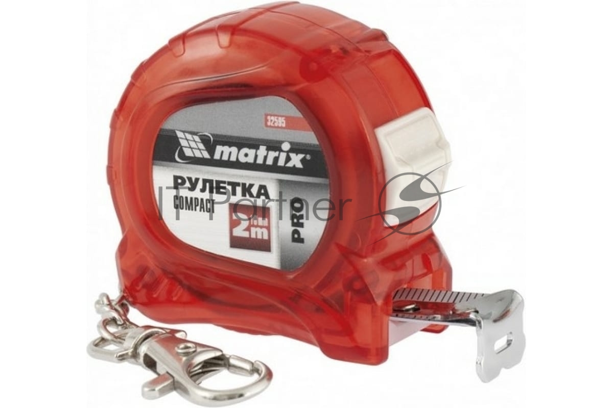 MATRIX 32595 Рулетка Compact, 2 м x 16 мм, компактный размер,  карабин-держатель, PRO Matrix